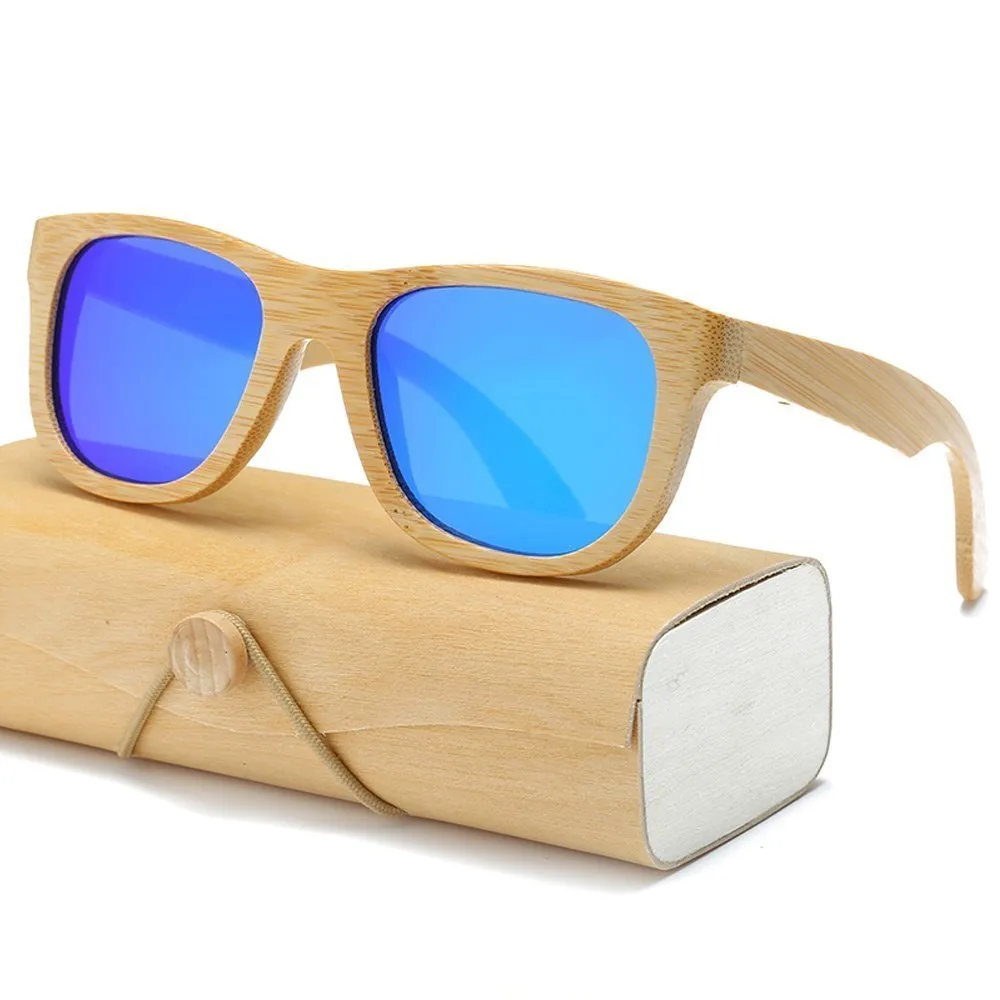 Polarization Wood Sunglasses Men women square bamboo Women Mirror Sun Glasses for men women retro de sol Handmade Pink