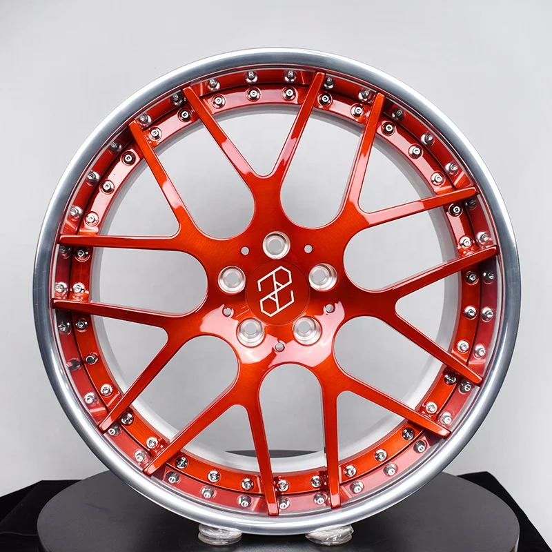 2 Piece Structure Brushed Red 20x9 20x10.5 25 5x112 Staggered Forged Car Wheels for Mercedes Benz CLS550 2008