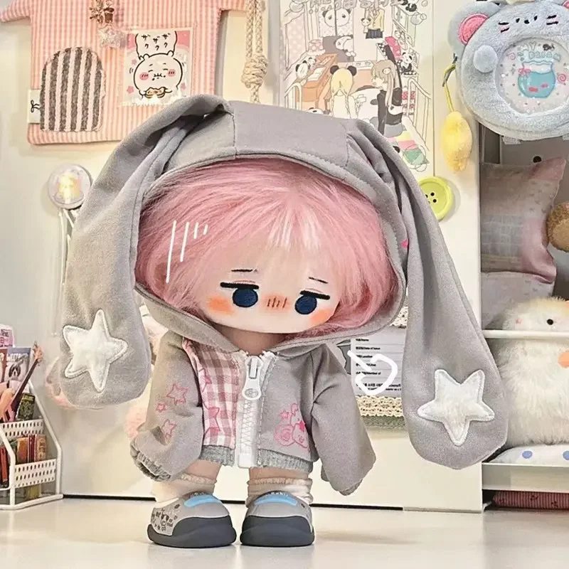 

20cm baby clothes in stock cute and super cute with long ears single point hoodie fashionable cross dressing clothes for doll