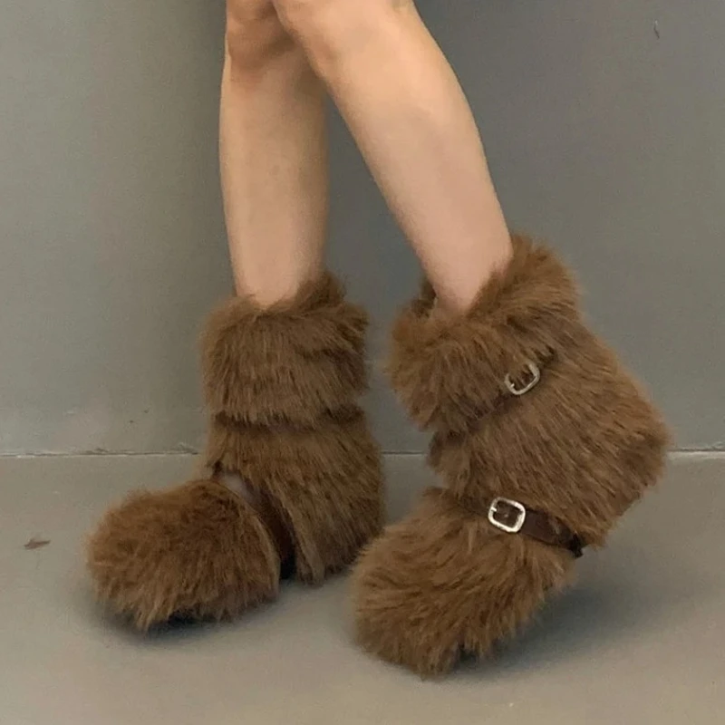 

Женские зимние ботинки на меху на плоской подошве, модная повседневная хлопковая обувь, зимние ботильоны, дизайнерские новые теплые короткие плюшевые ботинки 2025, Botas De Mujer