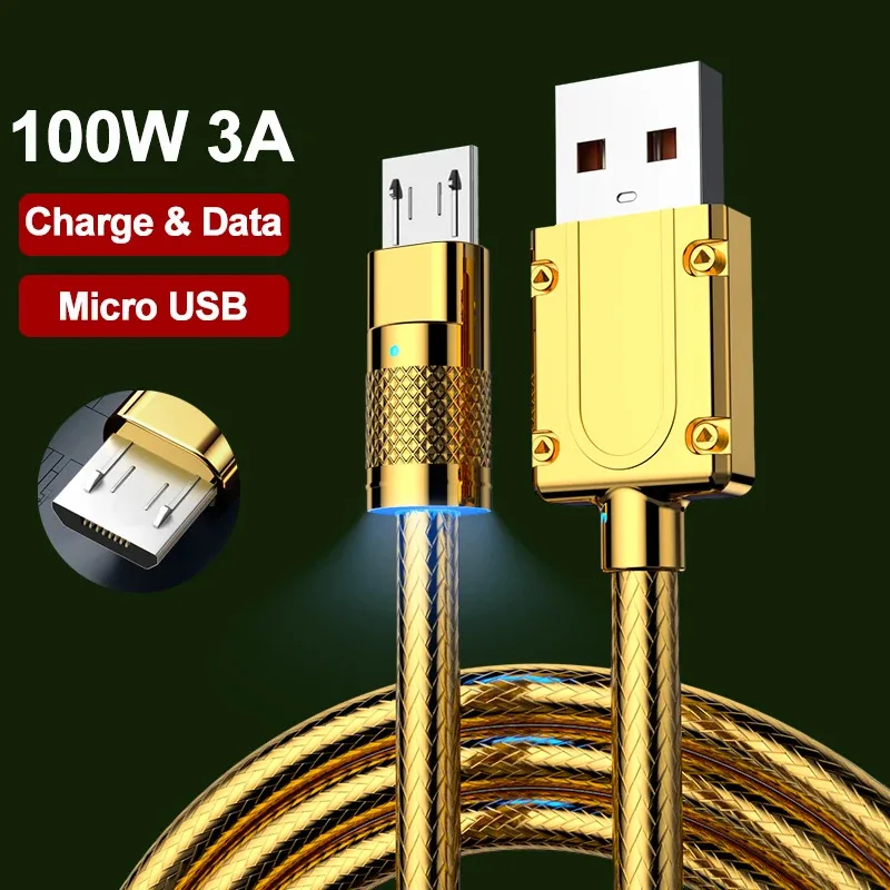 

Кабель для быстрой зарядки Micro USB, 100 Вт, 3 А, высокоскоростной USB 2.0 A, штекер Micro B для Xiaomi VIVO Huawei Honor Samsung, шнур для передачи данных для телефона
