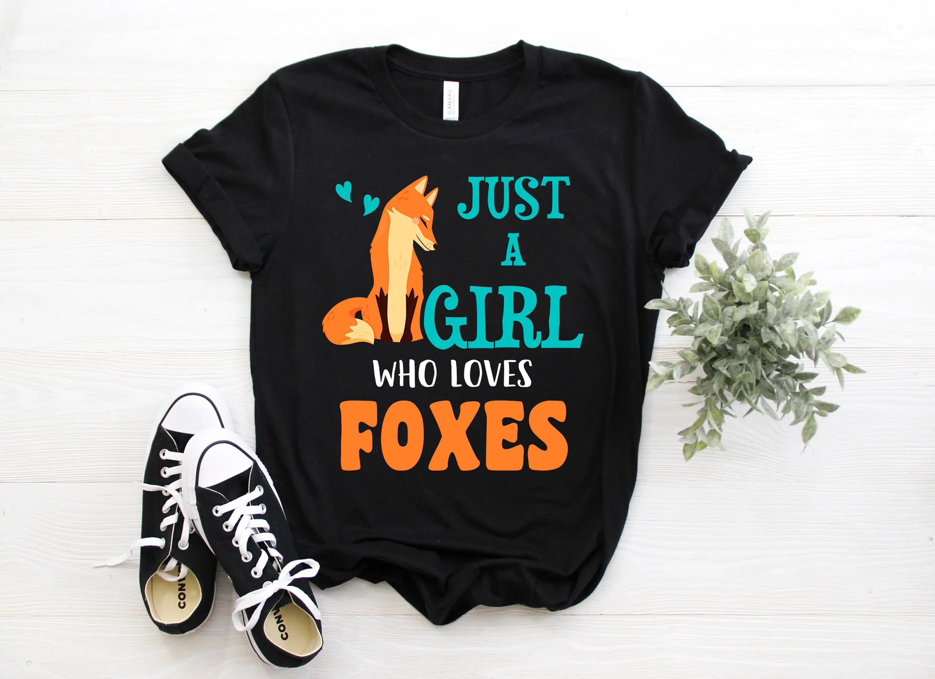 Just A Girl Who Loves Foxes T Shirt Cute Fox Birthday Funny Educational Save Spirit Animal Lover Party Present