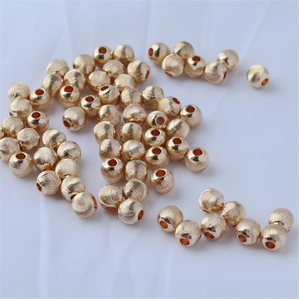 14K Gold Color Protection Cut Fine Grain C-side Cut Beads, Shiny Cat Eye Effect, DIY Bracelet Necklace with Loose Beads, 6mm