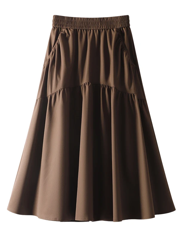 

Эластичная асимметричная юбка с высокой талией, женская повседневная юбка-зонтик на весну и лето, утягивающая бедра, универсальная повседневная...