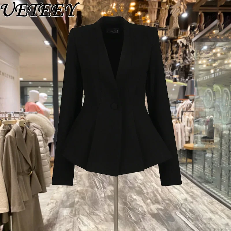 Female One Button Suit Coat Women's Slim-Fit Slimming Spring Autumn New Korean Style Temperament Commute Short Blazer Jacket