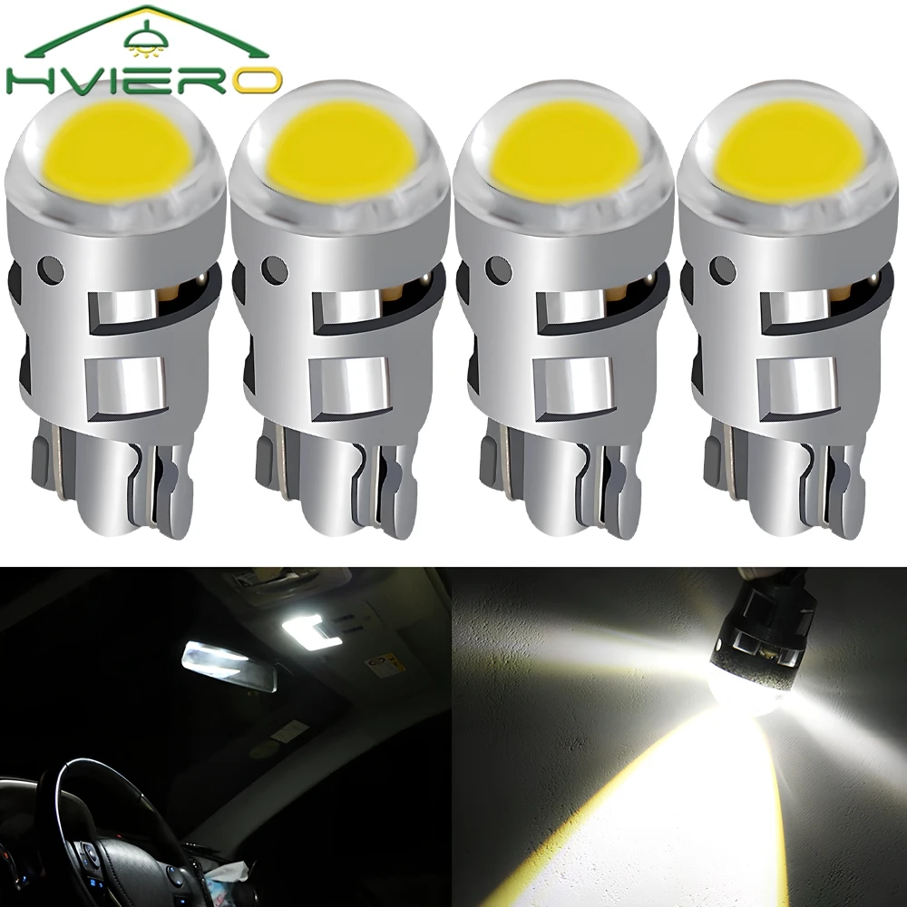 

4Pcs T10 COB Led DC 12V Signal Lamp Car Bulb W5W 194 168 Reading Interior Lamps Clearance Backup Reverse Fog Light Ultra Bright