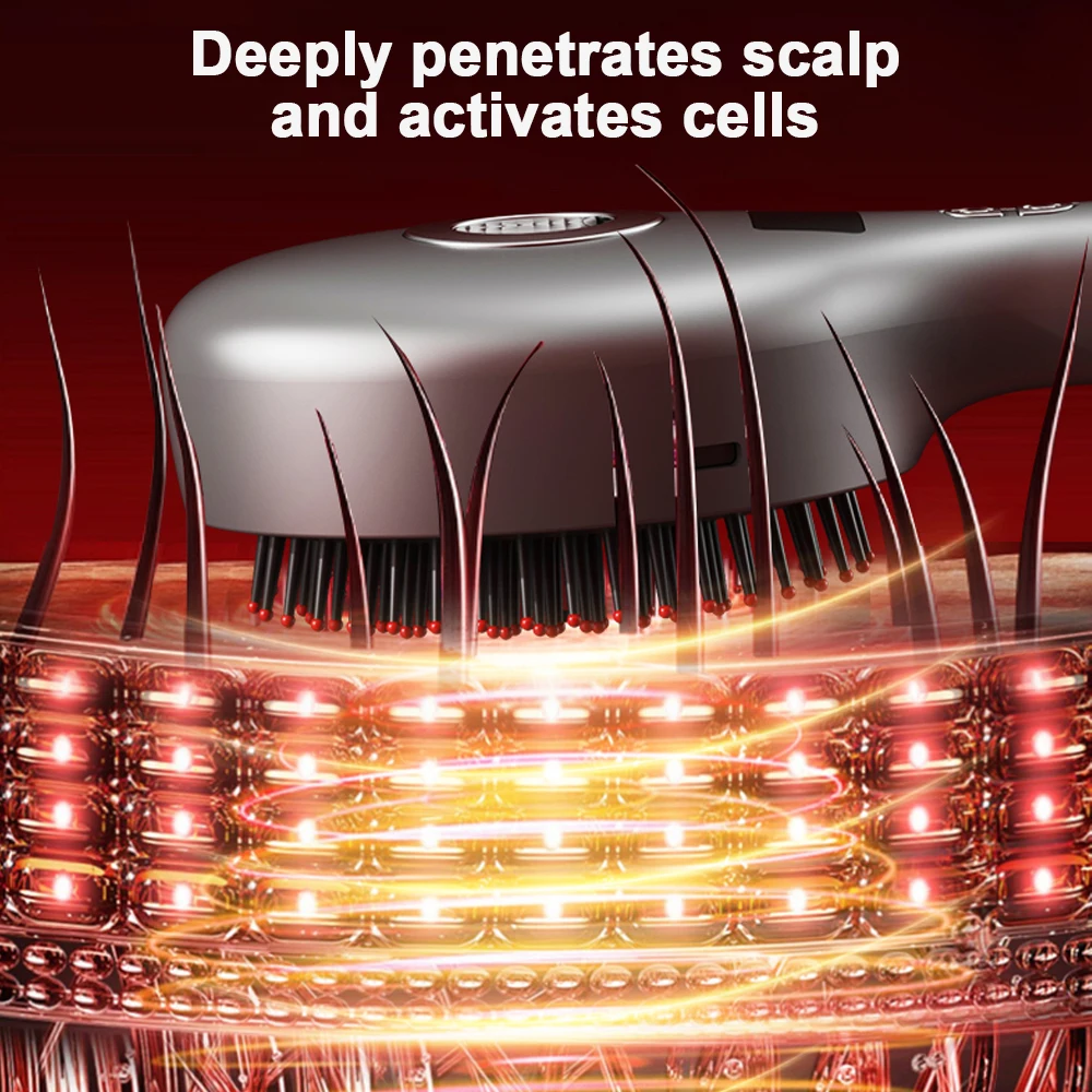 Sisir Pijat Semprot Elektrik Lampu Merah Sisir Folikel Rambut Aplikator Cairan Minyak Kulit Kepala Getaran Relaksasi Pijat Pertumbuhan Rambut