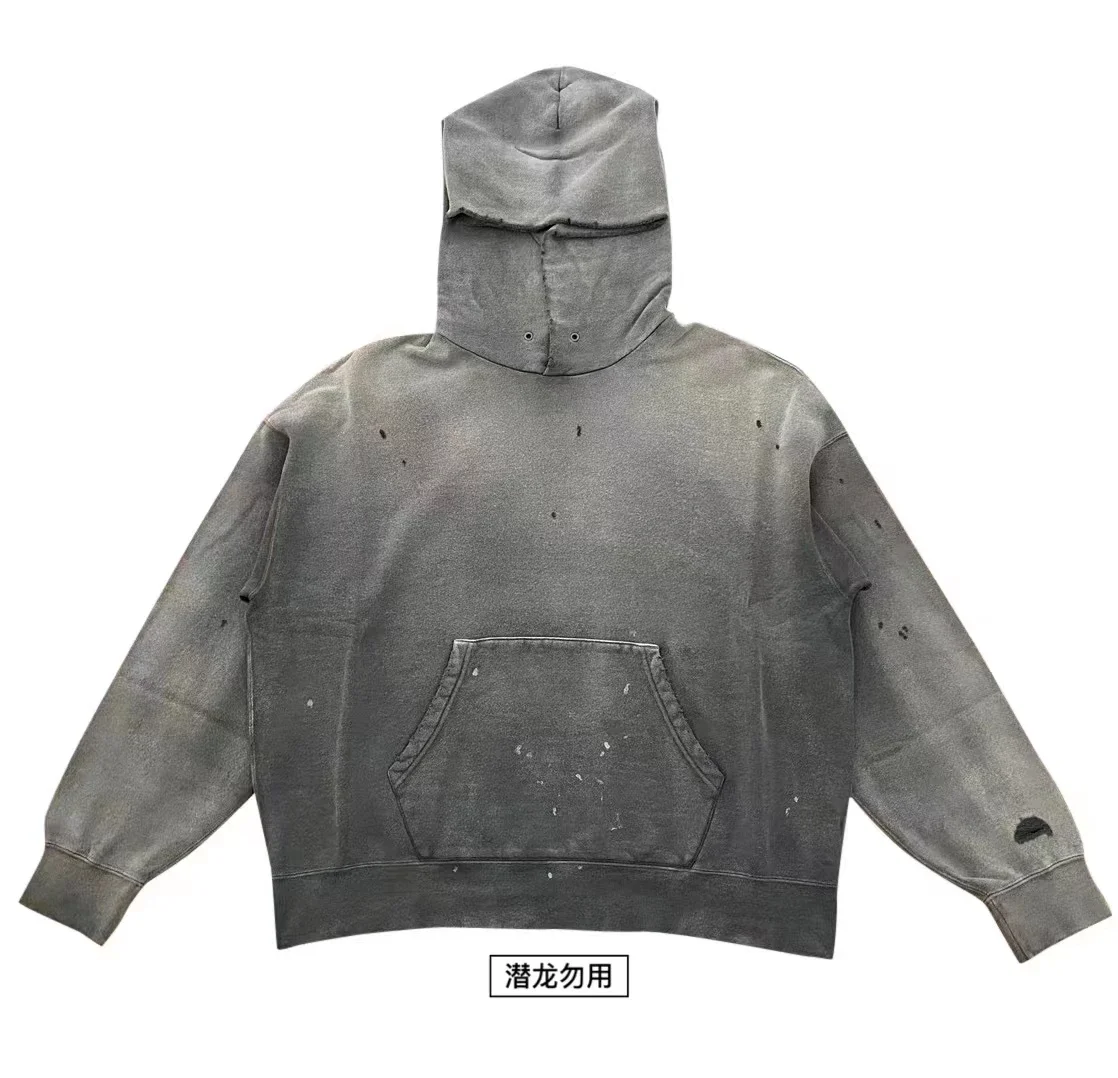 VISVIM WMV 22AW AMPLUS HOODIE CRASH حبر مغسول ومرذاع لصنع سترة بقلنسوة تالفة قديمة
