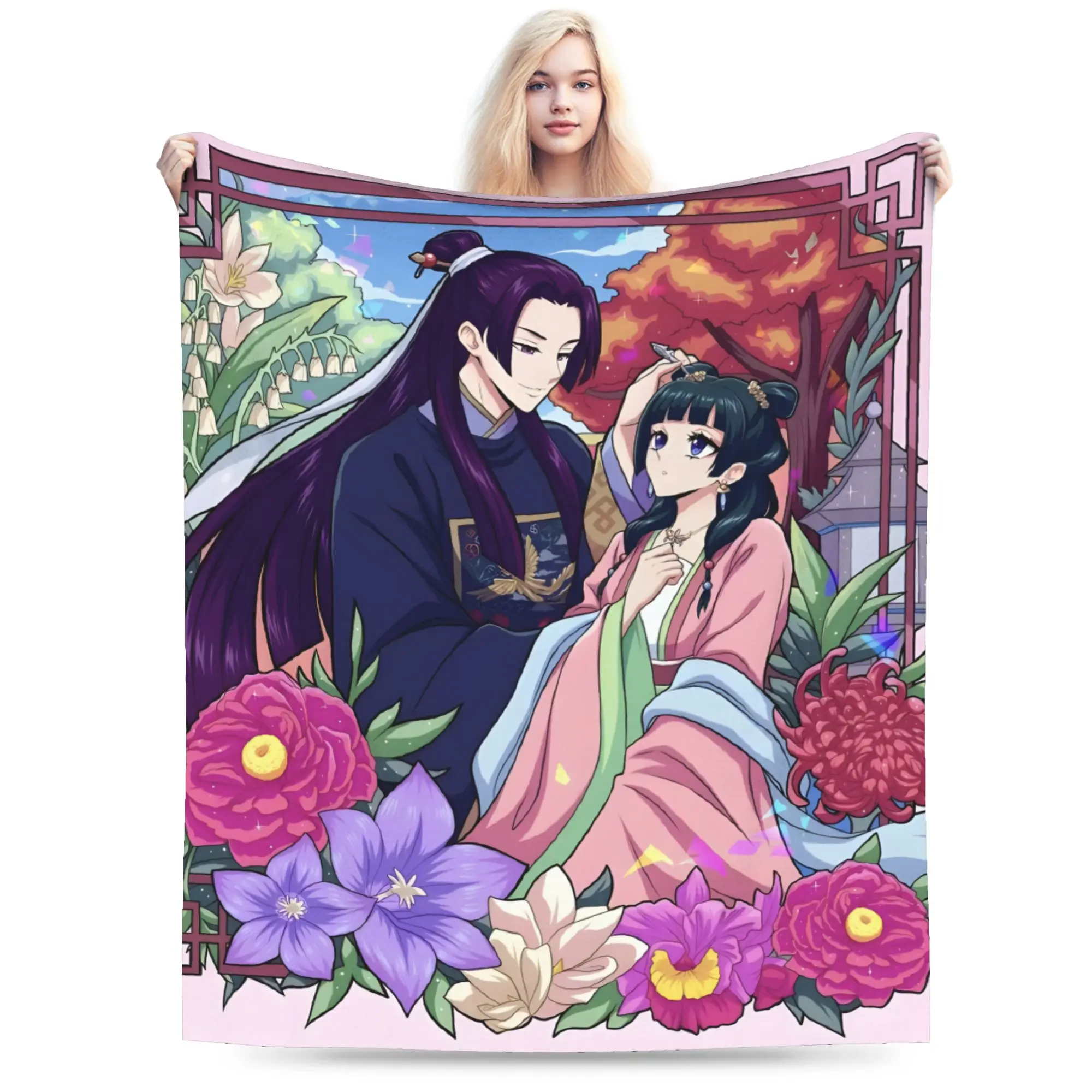 The Apothecary Diaries Anime Maomao Blanket Velvet Textile Decor Soft Throw Blanket for Sofa Office Plush Thin Quilt