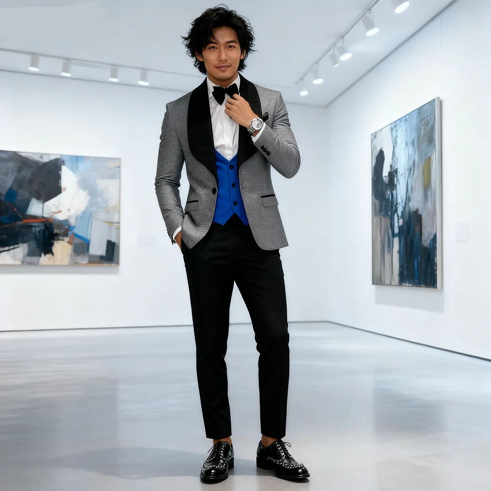 

Men's Suit Set Jacquard Floral Slim Fit including Jacket Vest And Pants with Paisley Pattern Suitable for Formal Occasions