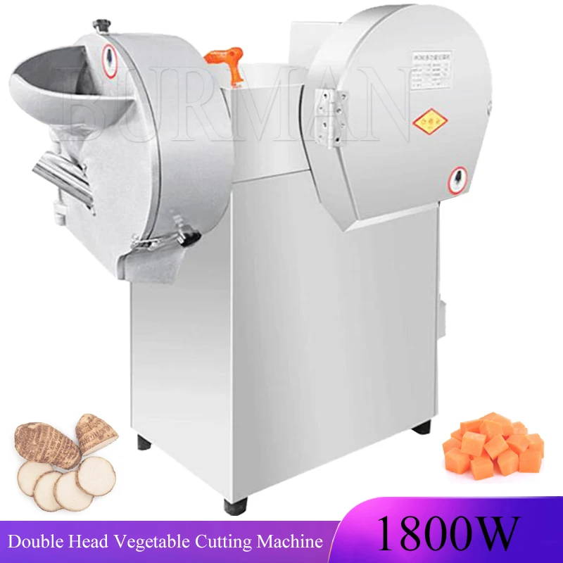 Multifunctional Double Head Vegetable Cutting Machine Melon Bamboo Shoots Onions Aubergine Stainless Steel