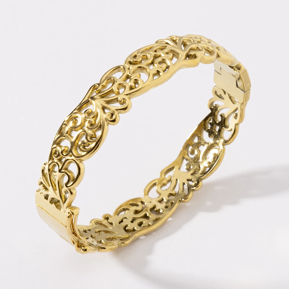 LUIZADA Vintage vergoldetes Armband für Frauen, Edelstahl, Luxus-Armreif für afrikanische Hochzeit, neue exquisite Braut, Verlobung – Detail 7