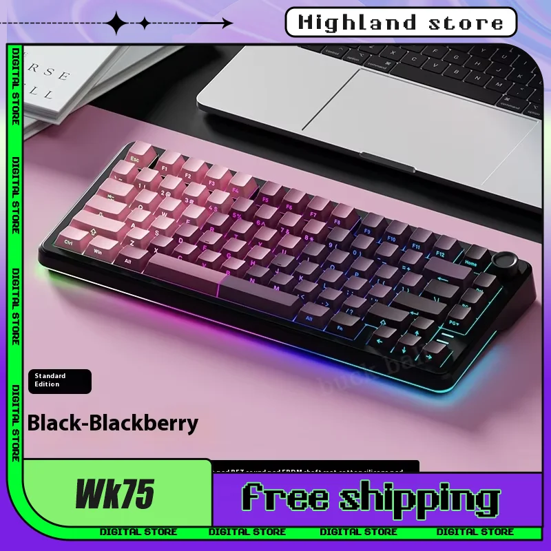 Weikav Wk75 Mechanical Keyboard Wireless Tri Mode Rgb With Screen Esport Custom Hot Swap Gamer Keyboard For Pc Accessory Gifts﻿