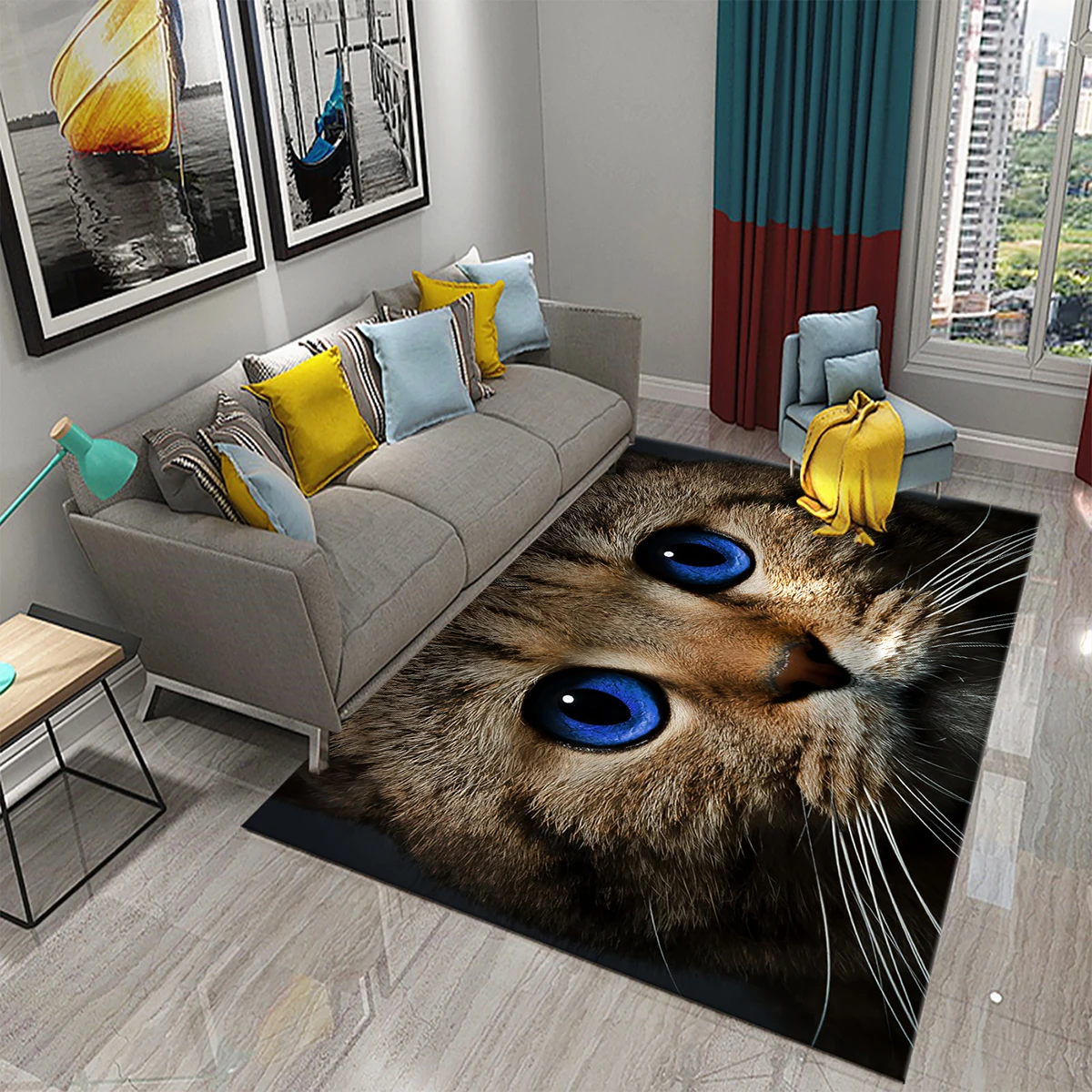 3D Lovely Cat Carpet Rug for Living Room Bedroom Sofa Doormat Decoration Kids Play Non-slip Floor Mat Bathroom Non-slip Carpet