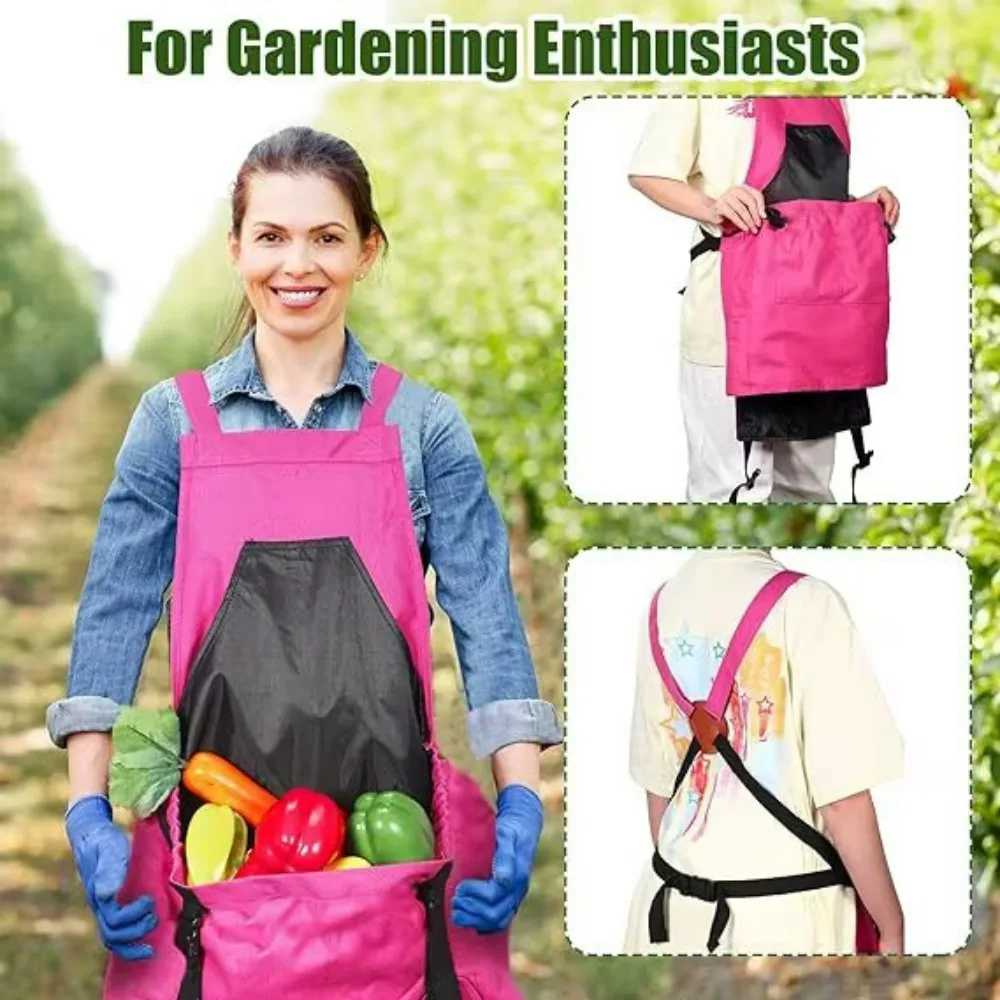 Large Pocket Outdoor Gardening Apron - Backpack-Style Quick-Release Harvest Apron for Picking Holds Tools and Water Pipes