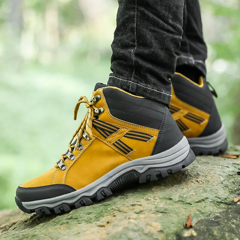 Men Shoes High Top Hiking Shoes Anti-Slip Outdoor Climb Trekking Shoes Tactical  ANKLE Boots Waterproof Leather Wading Shoes