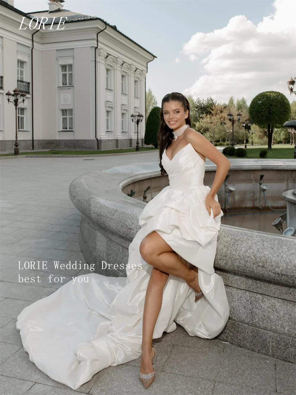 

LORIE Elegant Tiered A Line Civil Wedding Dress Sweetheart Bridal Dresses Pleat Gala Engagement Wedding Gown Customized 2026