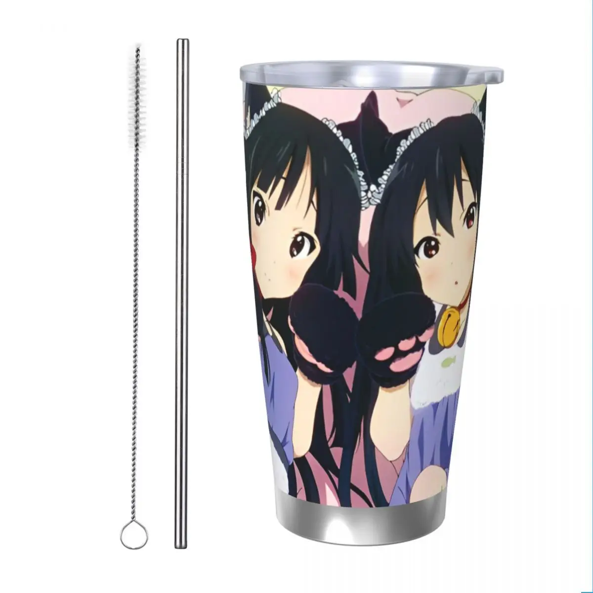 K-On Anime Tumbler Vacuum Insulated Akiyama Mio Coffee Cups Vacuum Flask Double Wall Mug Hot Cold Drink, 20oz