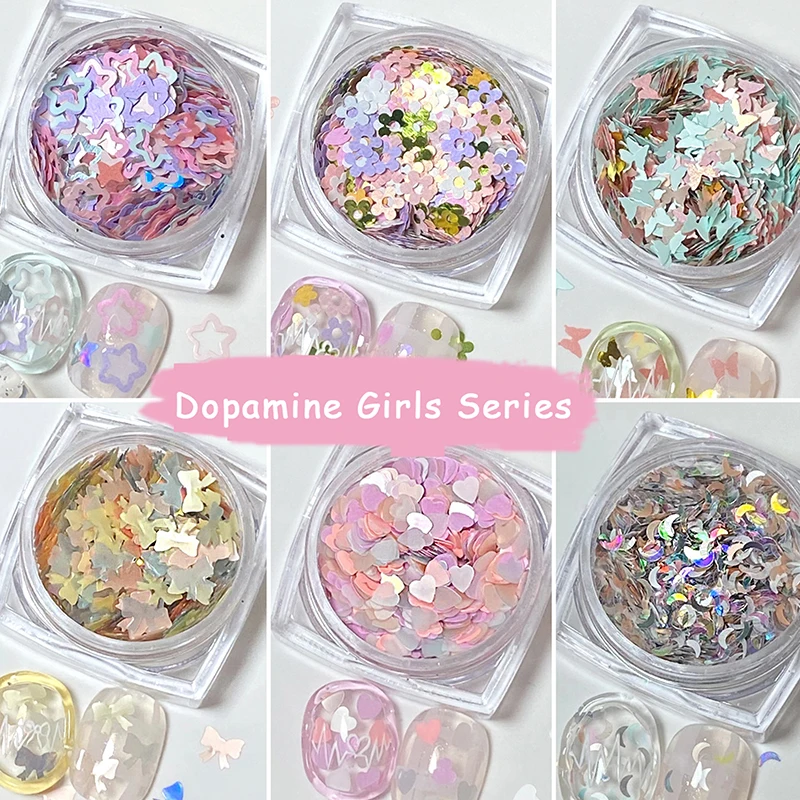 Nail Art Pailletten Zes Vormen Glitter Zoet Meisje Accessoires Manicure Benodigdheden Kleurrijke Sticker Make Up DIY Decals Decoratie