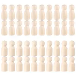 40pcs Wooden Peg People Dolls Unfinished Peg Dolls Crafts People Peg Dolls Peg Dolls Painting Crafts for DIY Painting Crafts Art