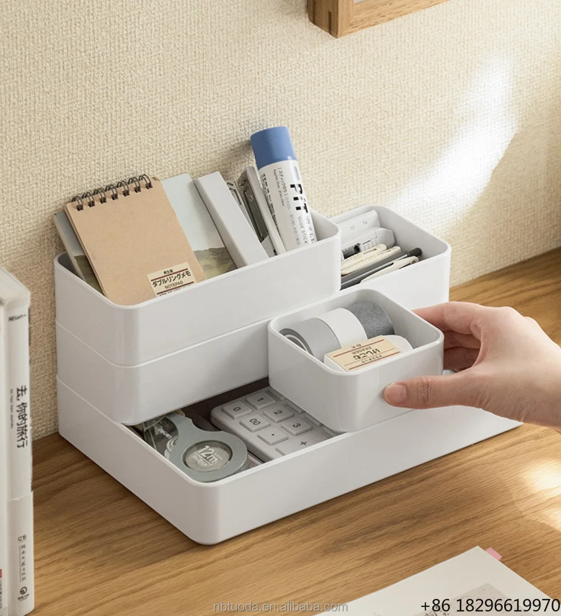 Multi-size Stackable Desk Drawer Organizer Trays Vanity Storage Bins for Storing Makeup Stationery Utensils Office Kitchen