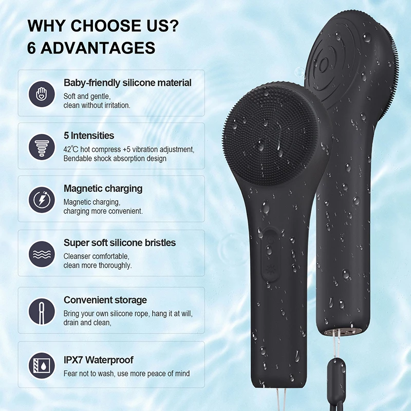 Brosse de nettoyage du visage, rouleau vibrant, Massage, épurateur de visage en Silicone, nettoyant pour le nettoyage en profondeur des pores, beauté, soins de la peau