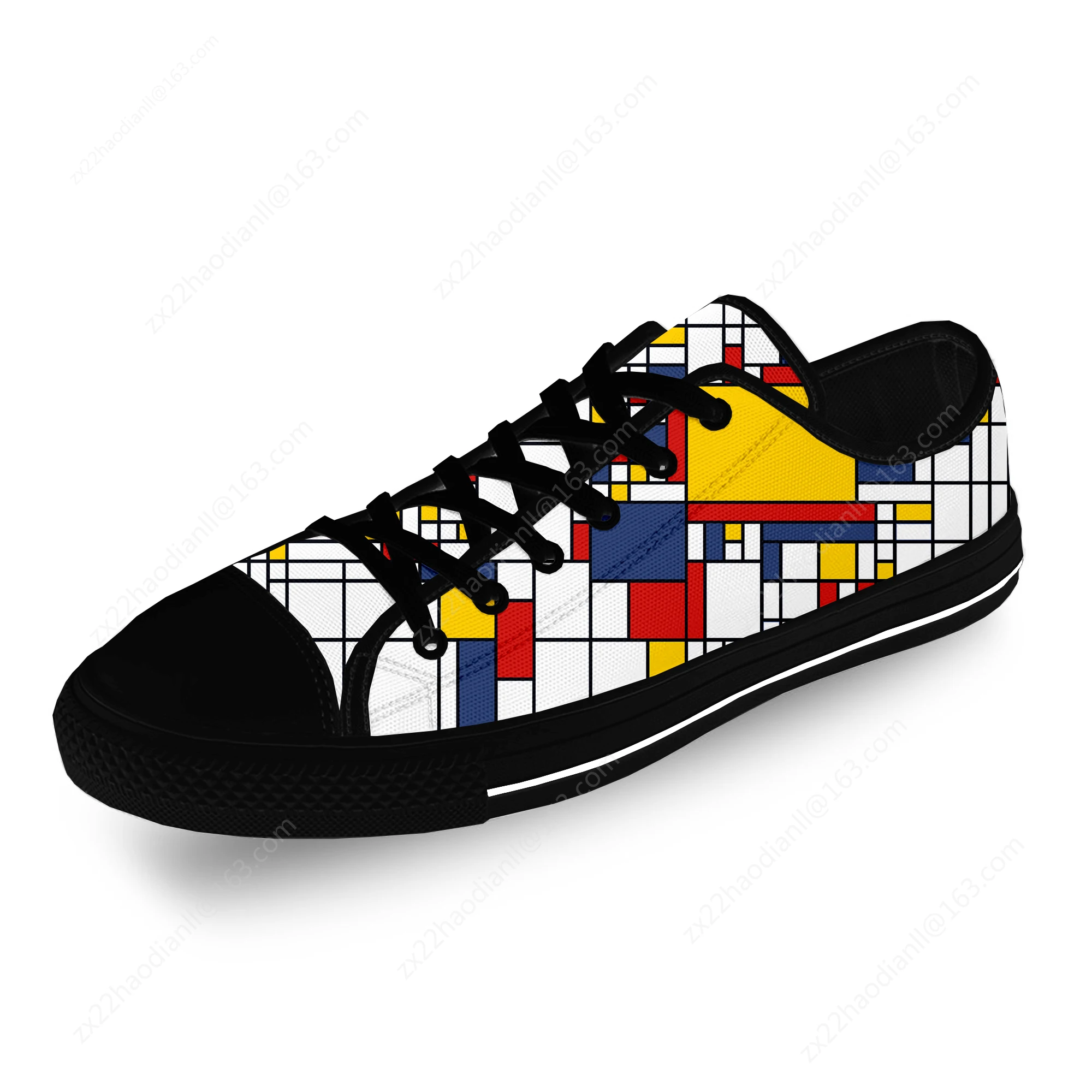 Mondrian Abstract Art Aesthetic Casual Cloth Fashion 3D Print Low Top Canvas Shoes Men Women Lightweight Breathable Sneakers