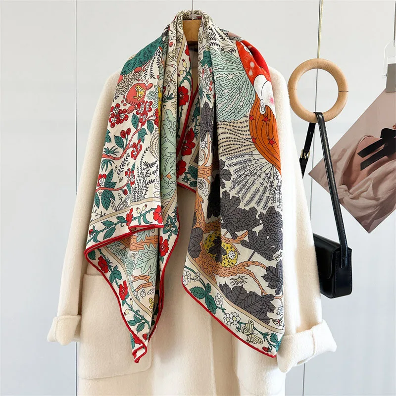 

Большие квадратные шерстяные шарфы, шаль для зимы, сохраняет тепло, 130x130 см