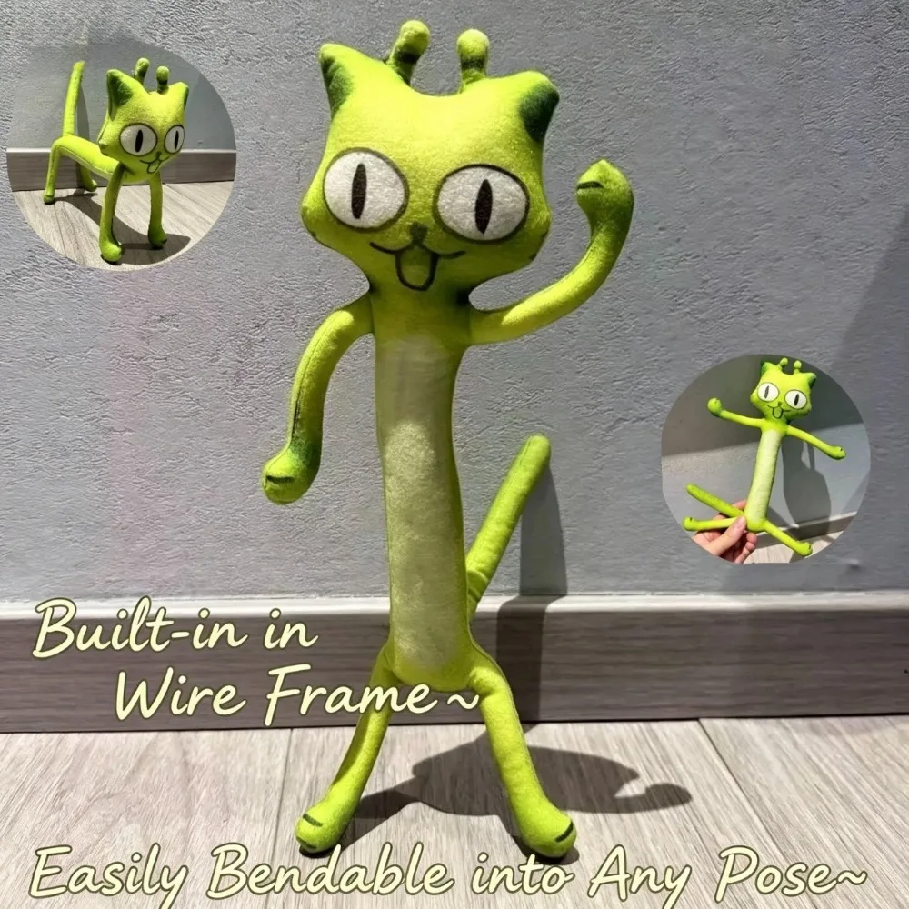 Aesthetic Trending Ugly‑Cute Alien Cat Plush Doll With Built‑in Wire Frame, Poseable Abstract Stuffed Figure, Comfort Companion Decor Toy