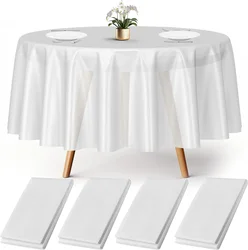 Toalhas De Mesa De Cetim Redondo, Cobertura De Sobreposição Branca, Tecido Liso, Banquetes De Eventos De Casamento, Decoração De Pano De Mesa Do Buffet Do Hotel, 145-335cm