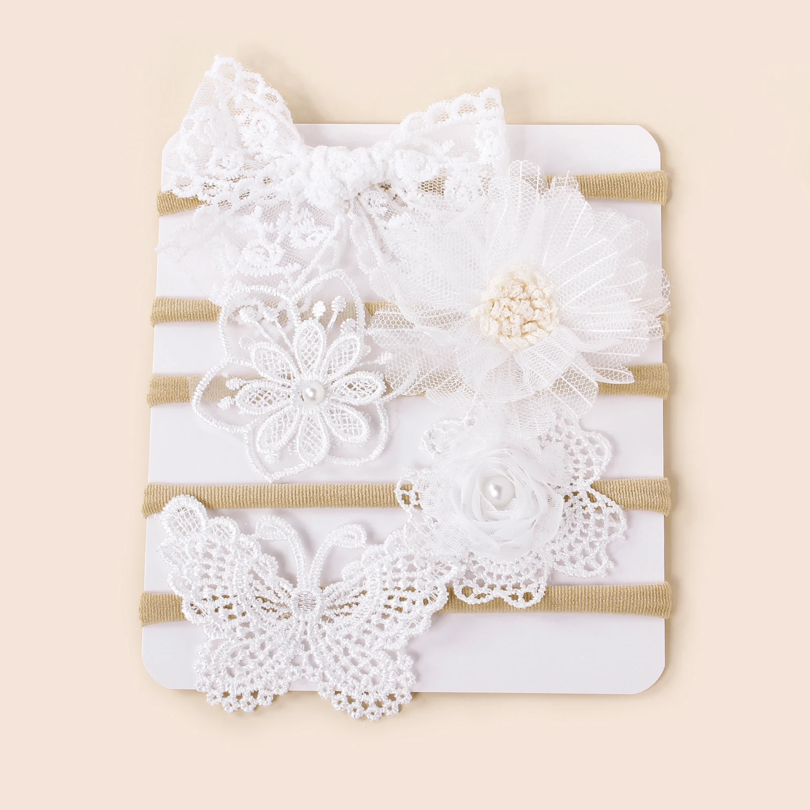 5pcs White Lace Floral Baby Hairband Girls Fashion Wedding Hair Accessories Simulation Flowers Butterfly Headband