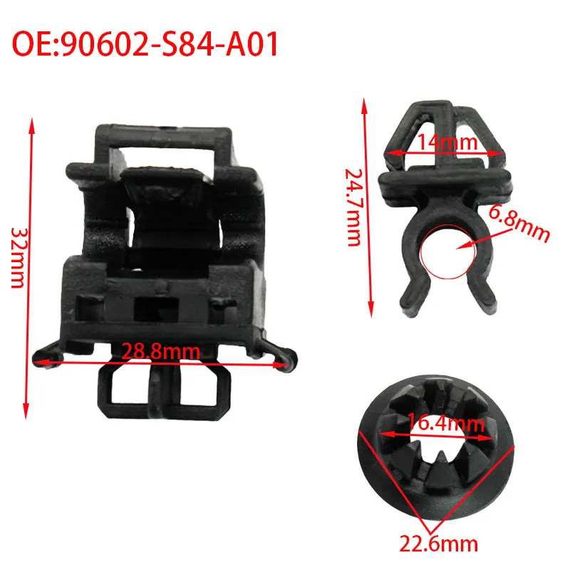 3pcs Car Front Hood Support Prop Rod Holder Opener Stay Grommet Clips for Honda Accord Odyssey Pilot Fit RB1 90602-S84-A01