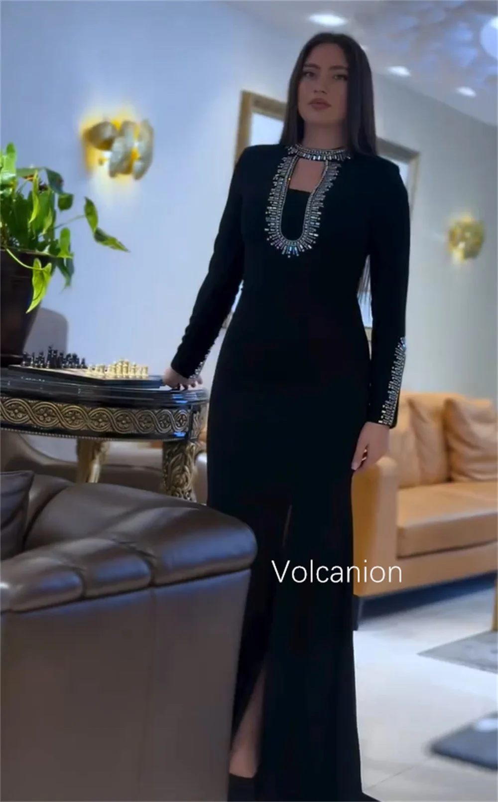 تخصيص عالية الجودة جيرسي مطرزة نمط حورية البحر مغرفة الرقبة فساتين طويلة مناسبة مخصصة مساء بسيط #3