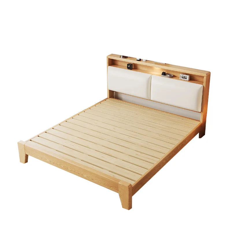 

With soft bag, solid wood bed, master bedroom, light luxury, storage, coconut palm, mattress