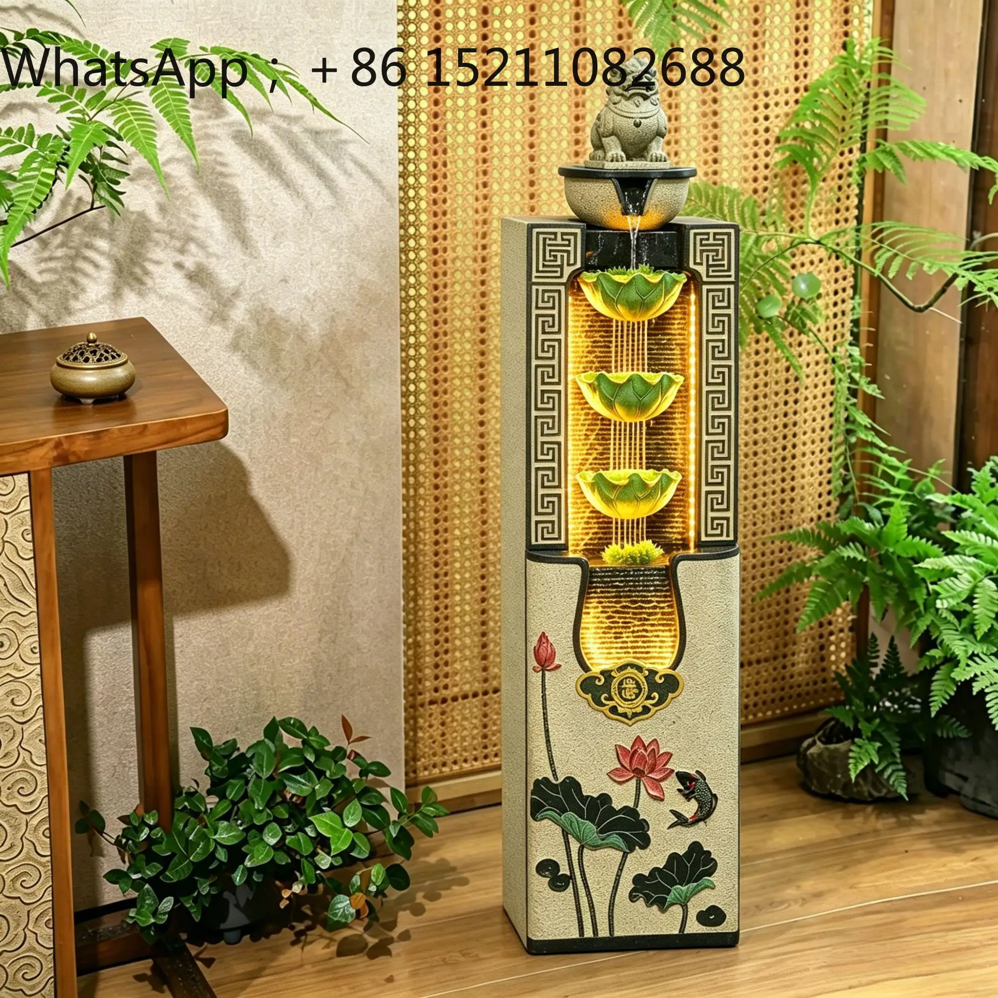 LLY floor-to-ceiling flowing water ornament New Chinese-style generating wealth circulating water decoration fountain landscape