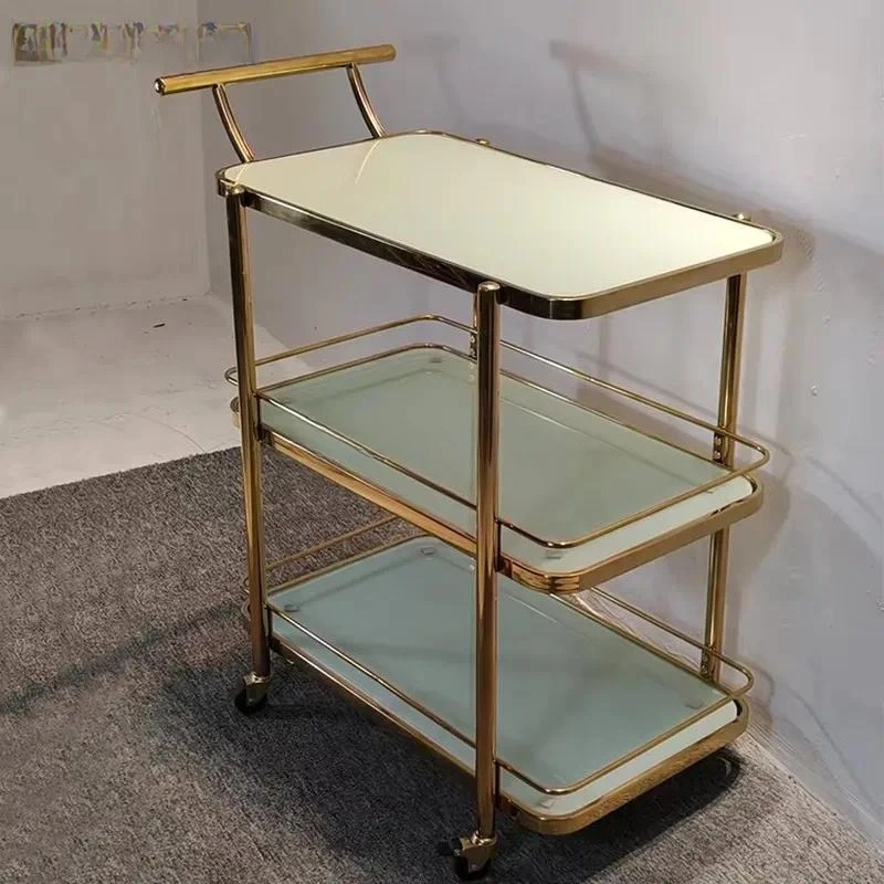 Wholesale Gold Stainless Steel Trolley Deluxe Triple Tier Candy Dessert Bar Service Cart for Hotel Party Wedding Catering