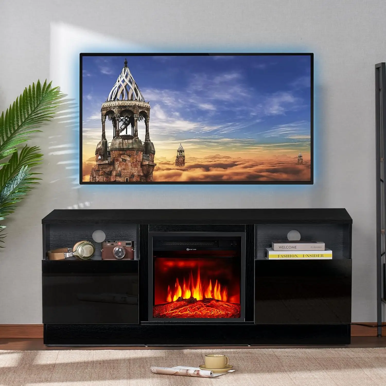 oneinmil Fireplace TV Stand with18