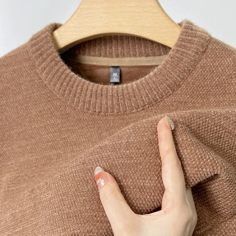 

Высококлассный брендовый бархатный свитер, мужской новый дизайнерский модный изысканный зимний толстый теплый вязаный пуловер с круглым вырезом и вышивкой пони