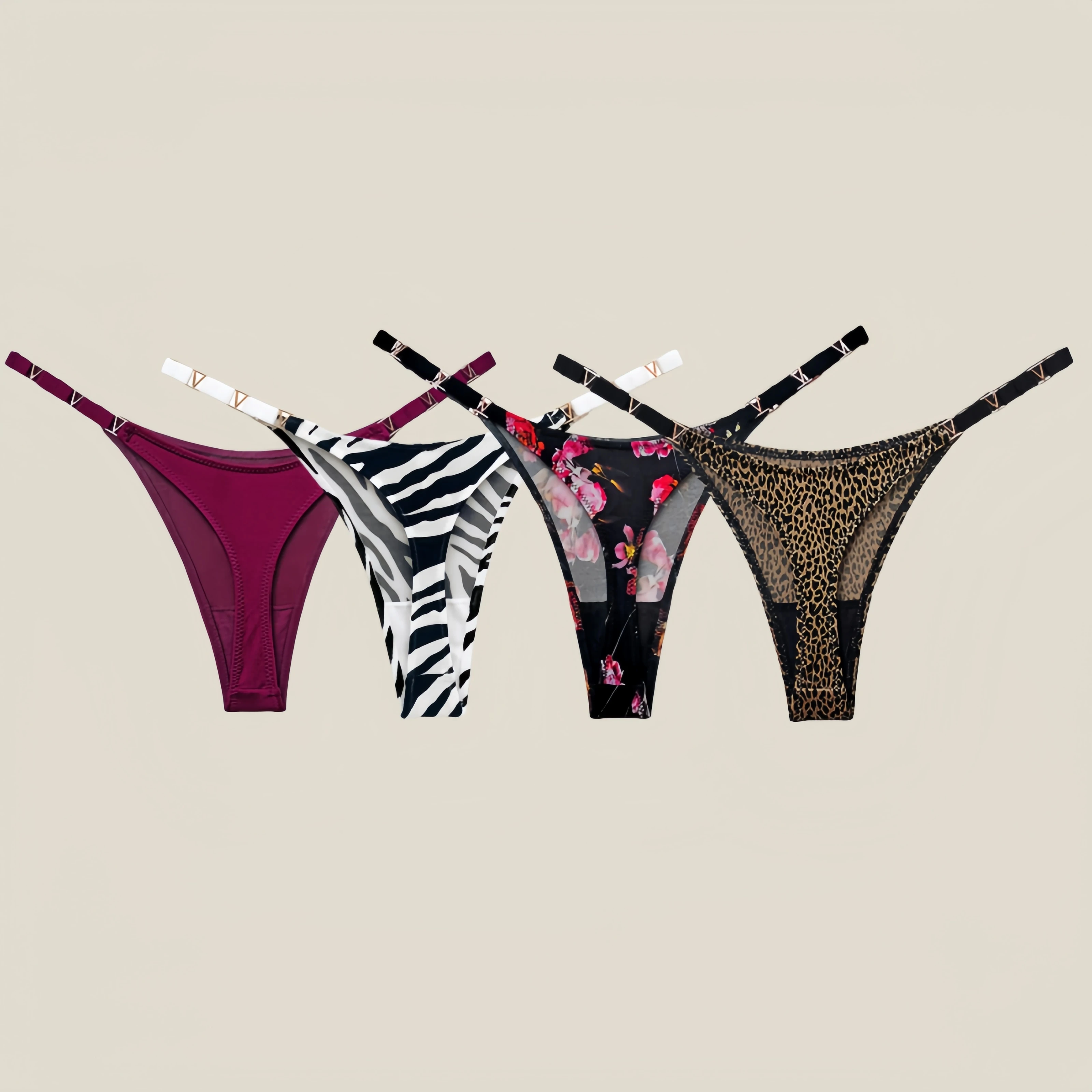 

5-Pack Women's Sexy Metallic Sheer Thongs: Workout-Ready Cheeky Fit - Butt-Lifting Low-Rise & High-Cut(M-XL)
