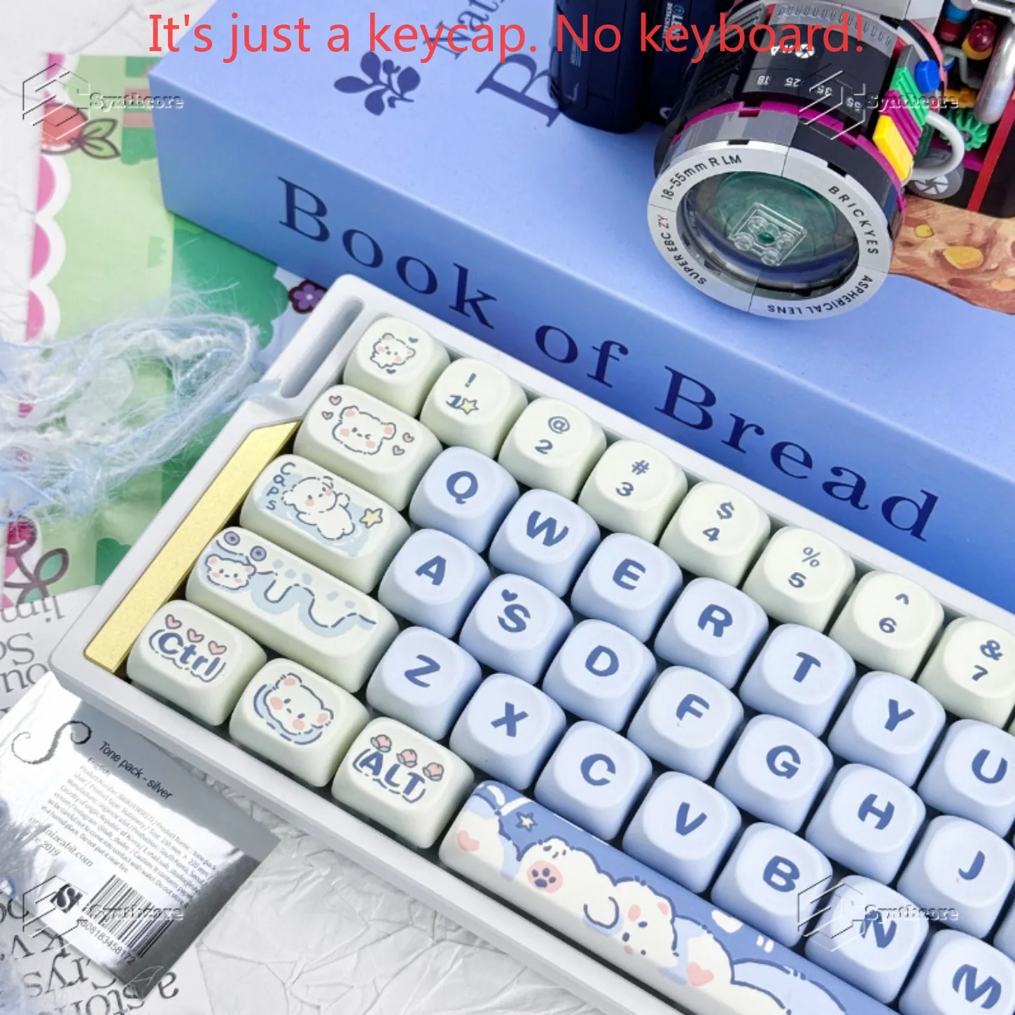 MOA Ice Cream Bear Cute Keychain Kit PBT 130 Key Compatible 60/64/75/84/86/98/104/108 Personalized Mechanical Keyboard