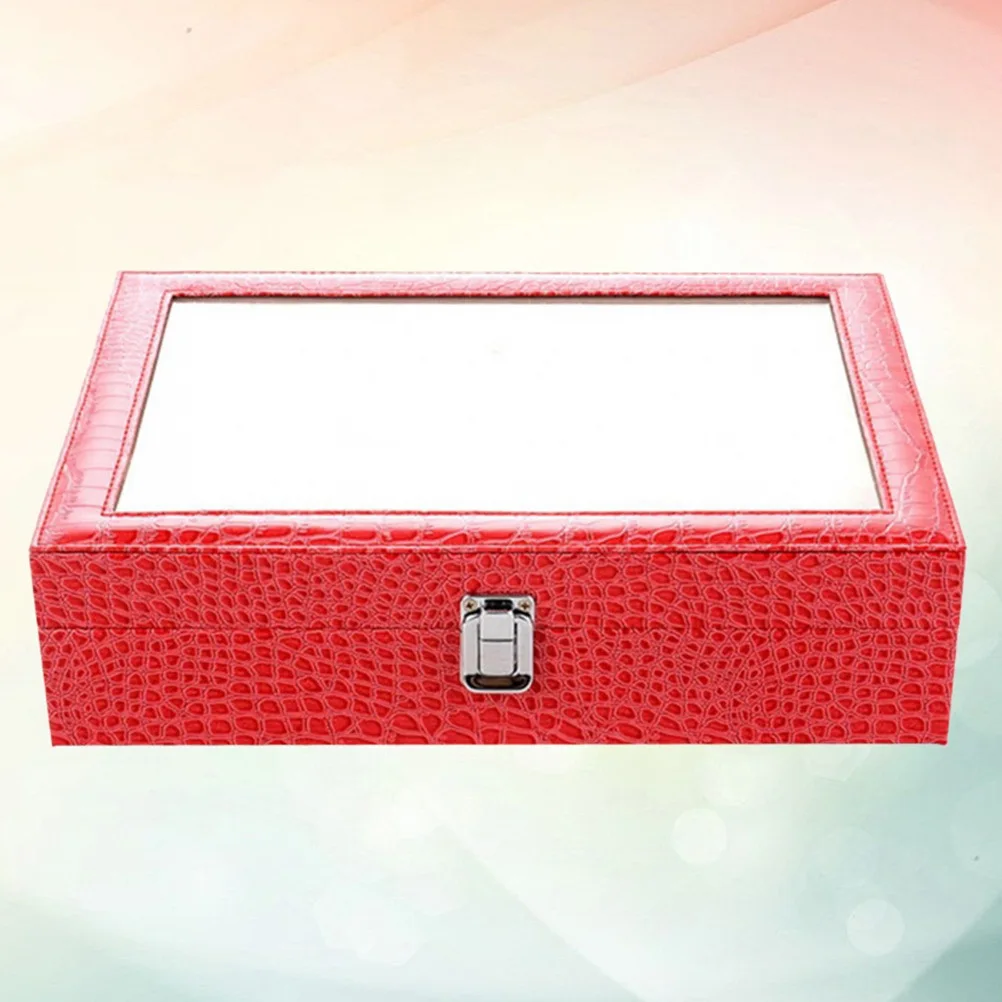 1pc Pu 8 Grids Sunglasses and Glasses Storage and Display Box Alligator Grain Clear Window Glasses Storage Case for Home Shop (R