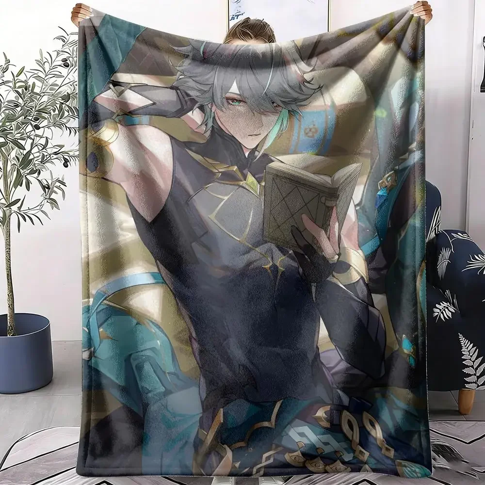 Game Alhaitham Genshin Impact Throw Soft Flannel Throw Blanket for Sofa Bed Couch Air Conditioning Blanket for Office Naps Home