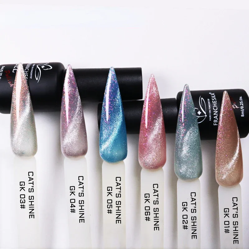 8ml Magnetic Nail Gel Polish Nail Art Reflective Glitter Cat Eye Soak Off UV Nail Glue Semi-Permanent Varnish Gel