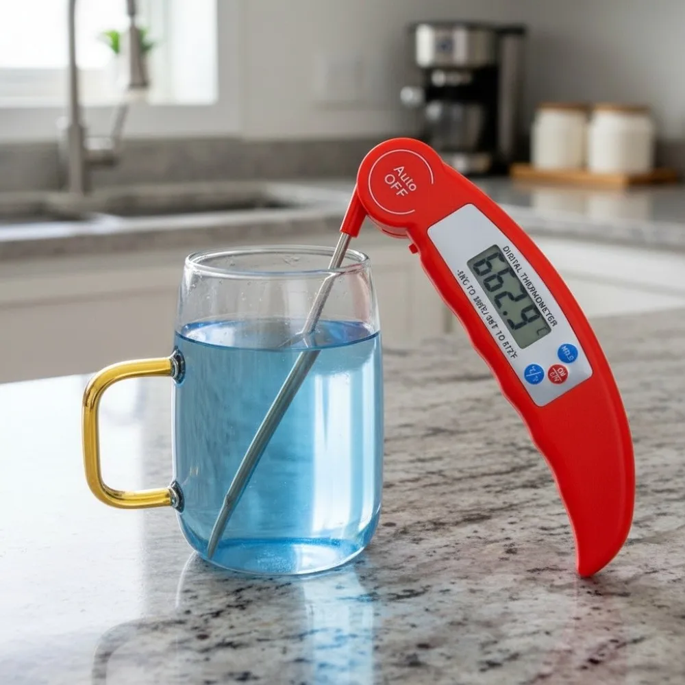Instant Read Digital Meat Thermometer Magnetic Switchable Units Food Temperature Sensor LCD Display High Precision