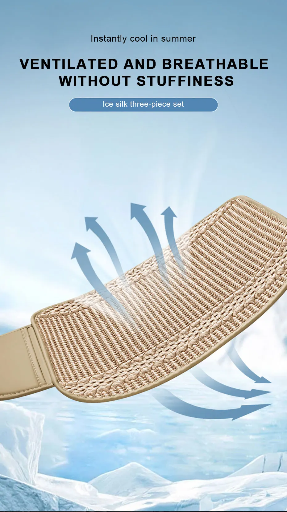 SEAMETAL Sommer Auto Sitz Abdeckung Atmungs Eis Seide Universal Vorne Hinten Sitzkissen Pad Matte Schutz Auto Innen Zubehör – Detail 6