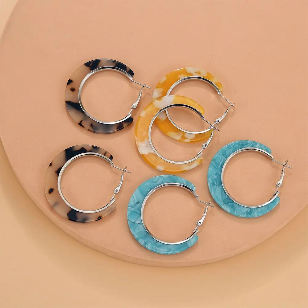Colorful Circle Fashion Big Eardrop Acrylic Earrings Set Hoop Drop Earrings Jewelry Dangler