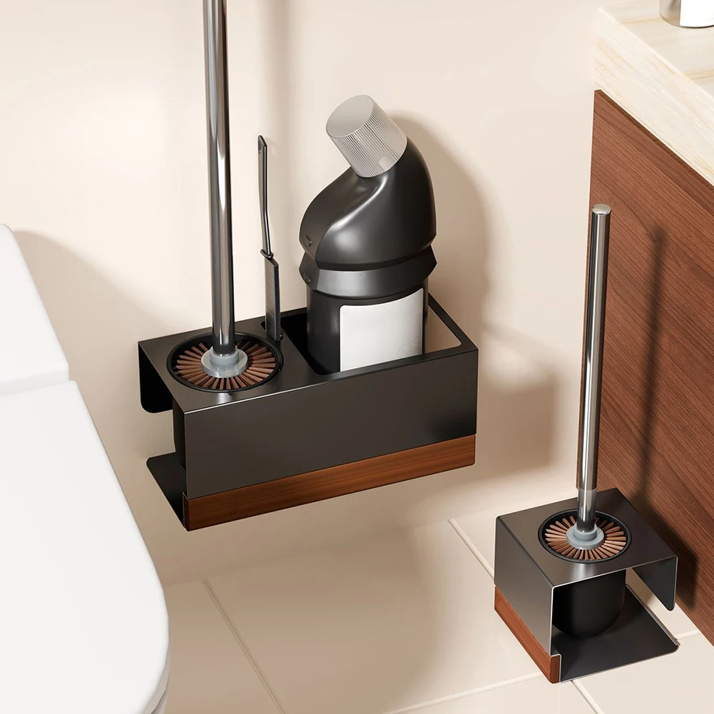 

Modern Suction Cup Toilet Brush And Holder Set Space Saving Wall Mounted Bathroom Cleaning Kit Strong Adhesion
