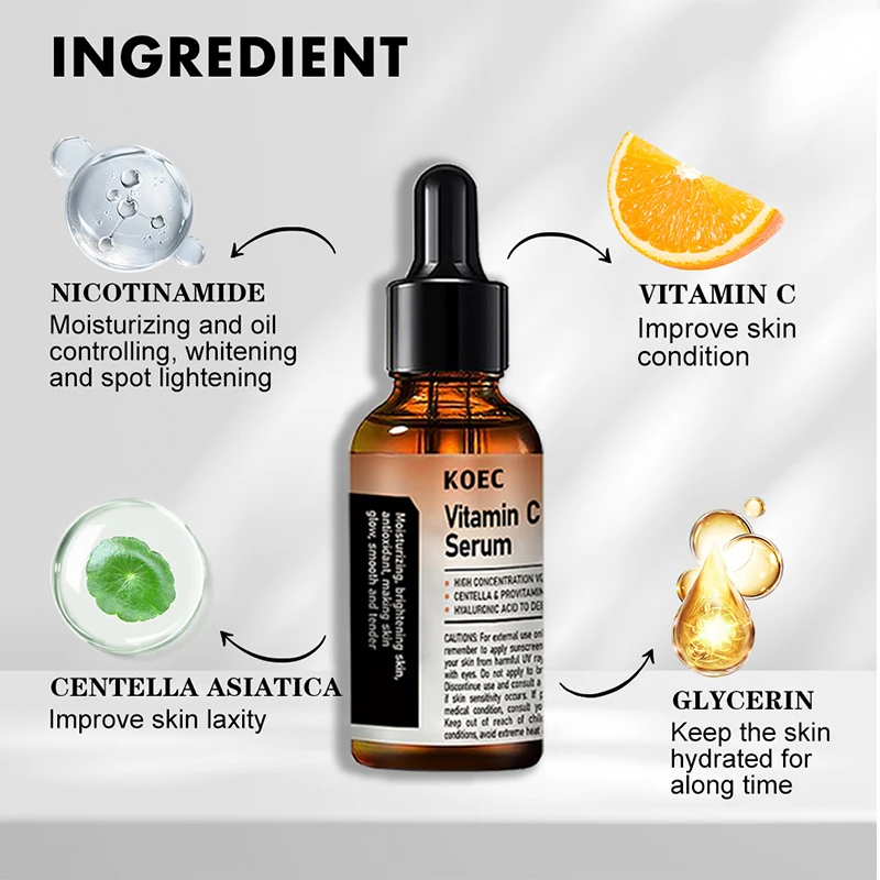 30 ml Vitamin C Gesichtsserum Feuchtigkeitsspendende und dauerhafte Gesichtsaufhellende Essenz Gesichtspendende Essenz Gesichtspflegeprodukte