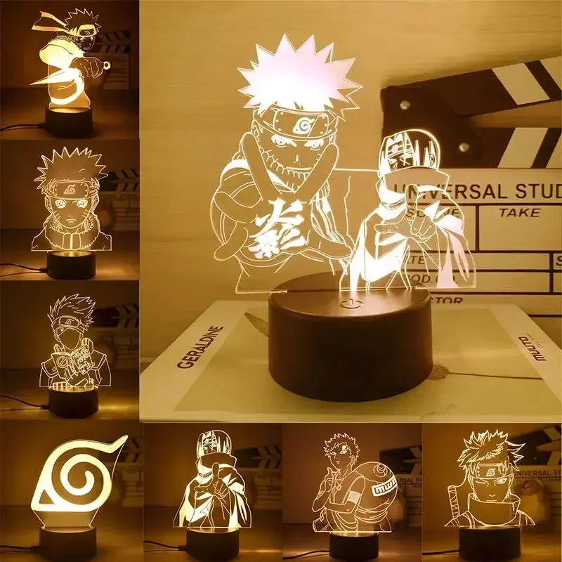 Japanese Anime Naruto Action Figures Night Light Manga Boruto Sasuke Itachi Akatsuki Acrylic Bedroom Lamp Kids Christmas Gift