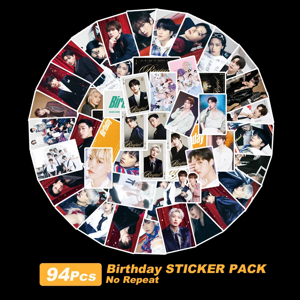 94Pcs/Set Kpop ATEEZ Birthday Stickers INS Korean Style Decal Luggage Notebook Decorations Yeosang San Hongjoong Fans Collection